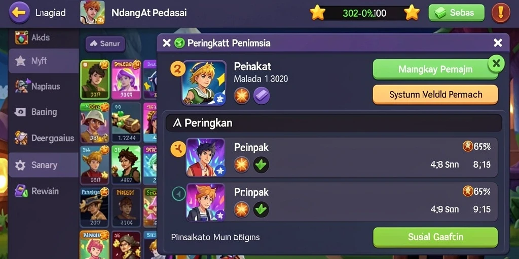 Tampilan karakter yang menarik dan penuh warna.