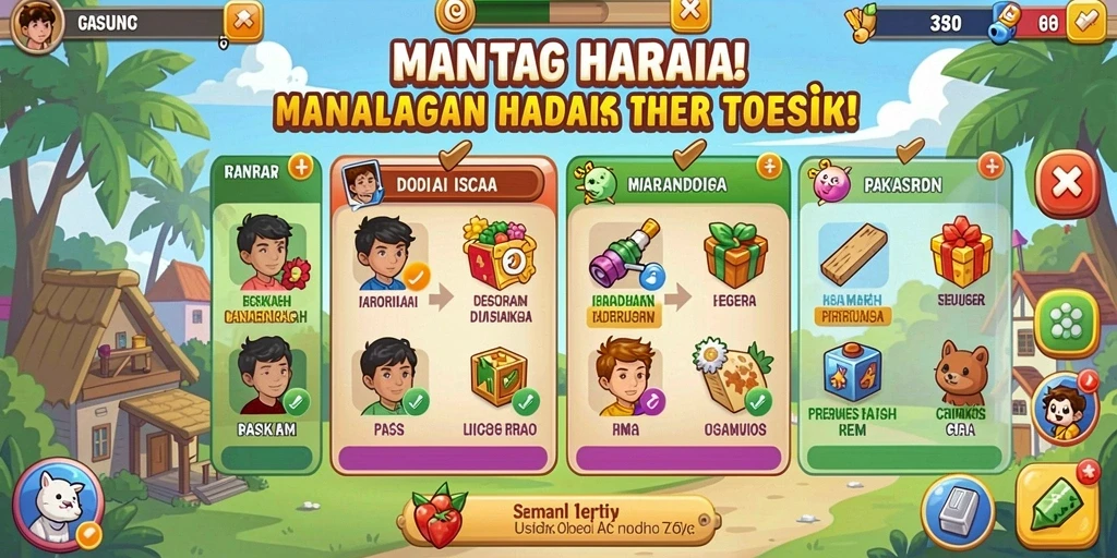 Tampilan awal permainan dengan karakter menarik.